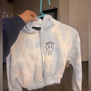 Tie-dye cropped zip up